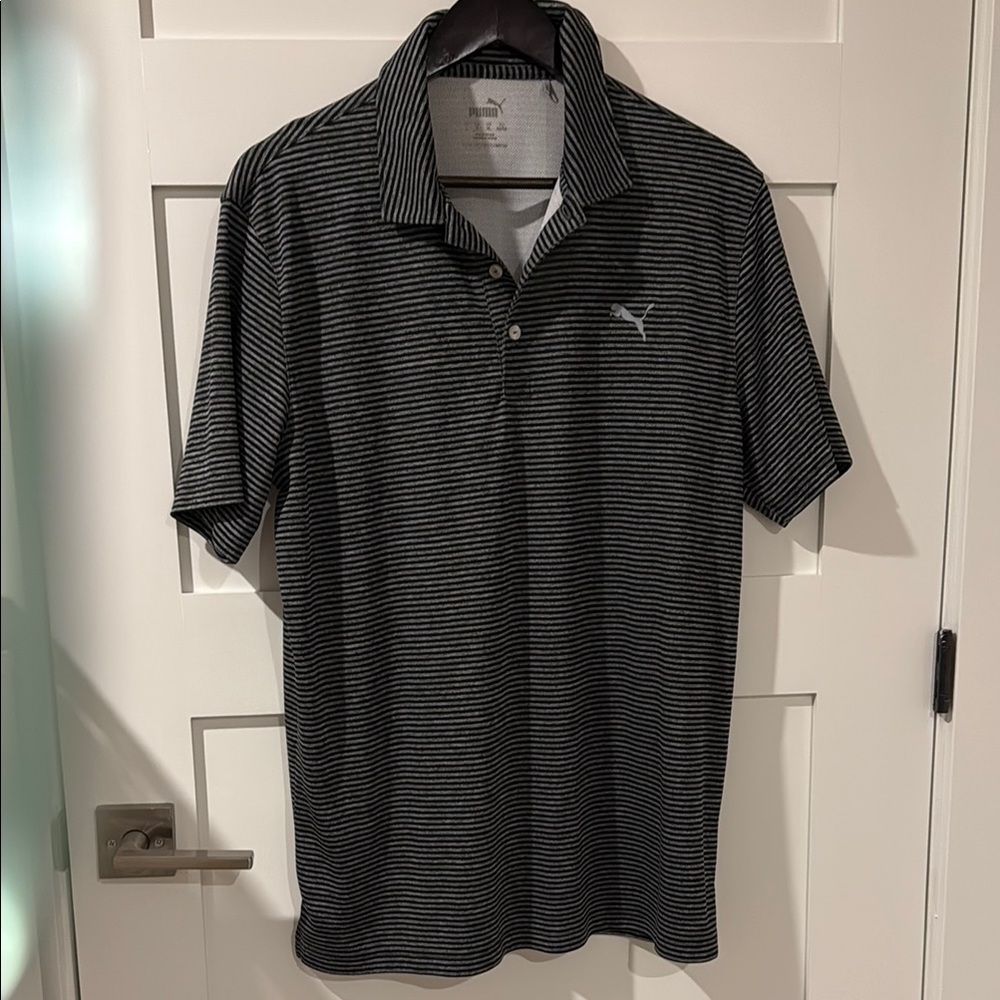 Men's Black Striped Polo Shirt